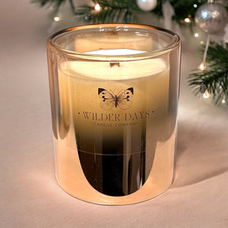 Hand-poured soy candle with X wood wick by Wilder Days Candle Company in Chicago